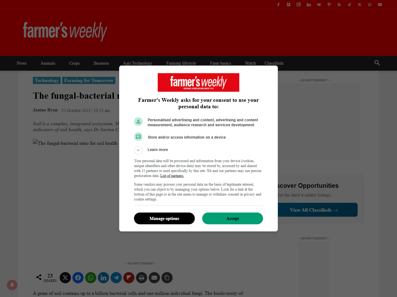 Preview of The fungal-bacterial ratio for soil health - Farmer's Weekly, accessed July 28, 2025