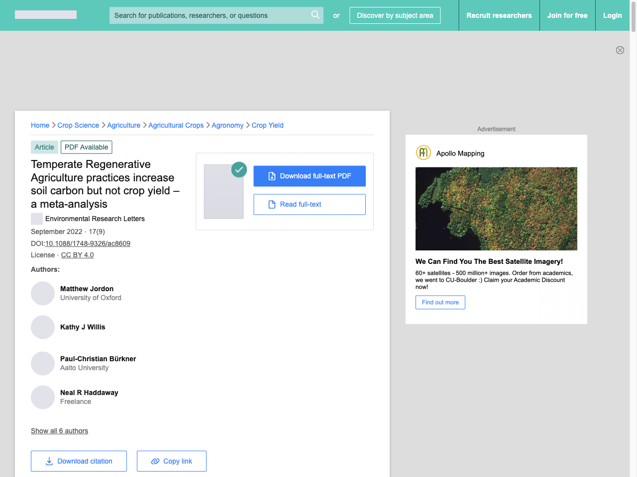 Preview of (PDF) Temperate Regenerative Agriculture practices increase soil carbon but not crop yield – a meta-analysis - ResearchGate, accessed August 5, 2025, 