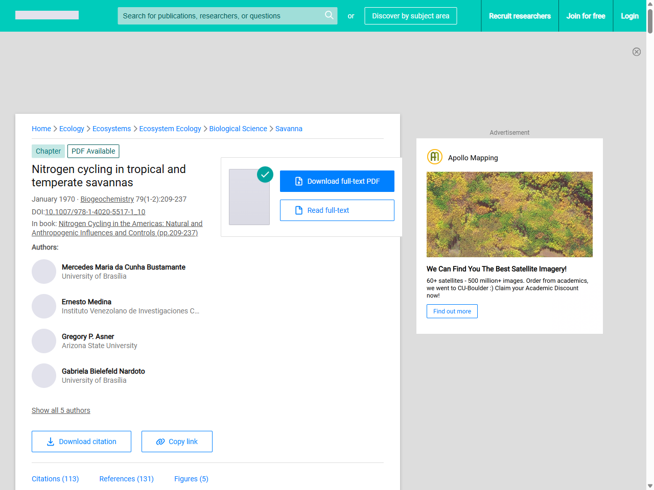 Preview of (PDF) Nitrogen cycling in tropical and temperate savannas - ResearchGate