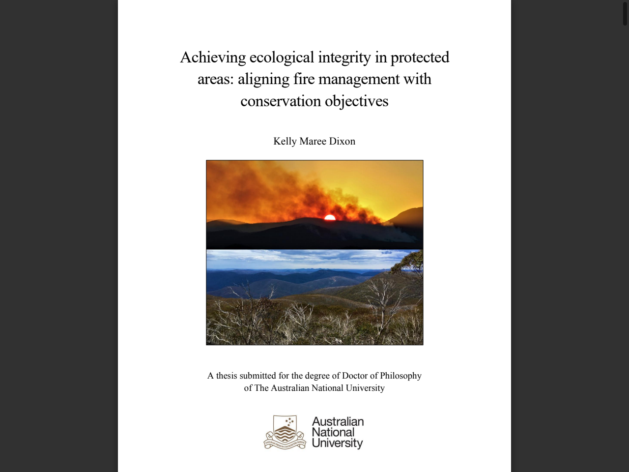 Preview of Achieving ecological integrity in protected areas: aligning fire ..., accessed August 12, 2025, 