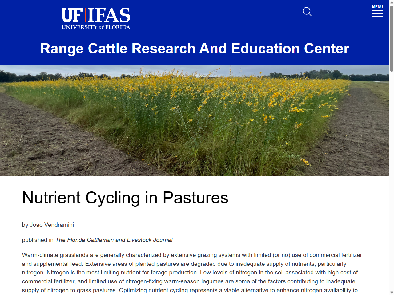 Preview of Nutrient Cycling in Pastures - UF/IFAS Range Cattle Research & Education Center