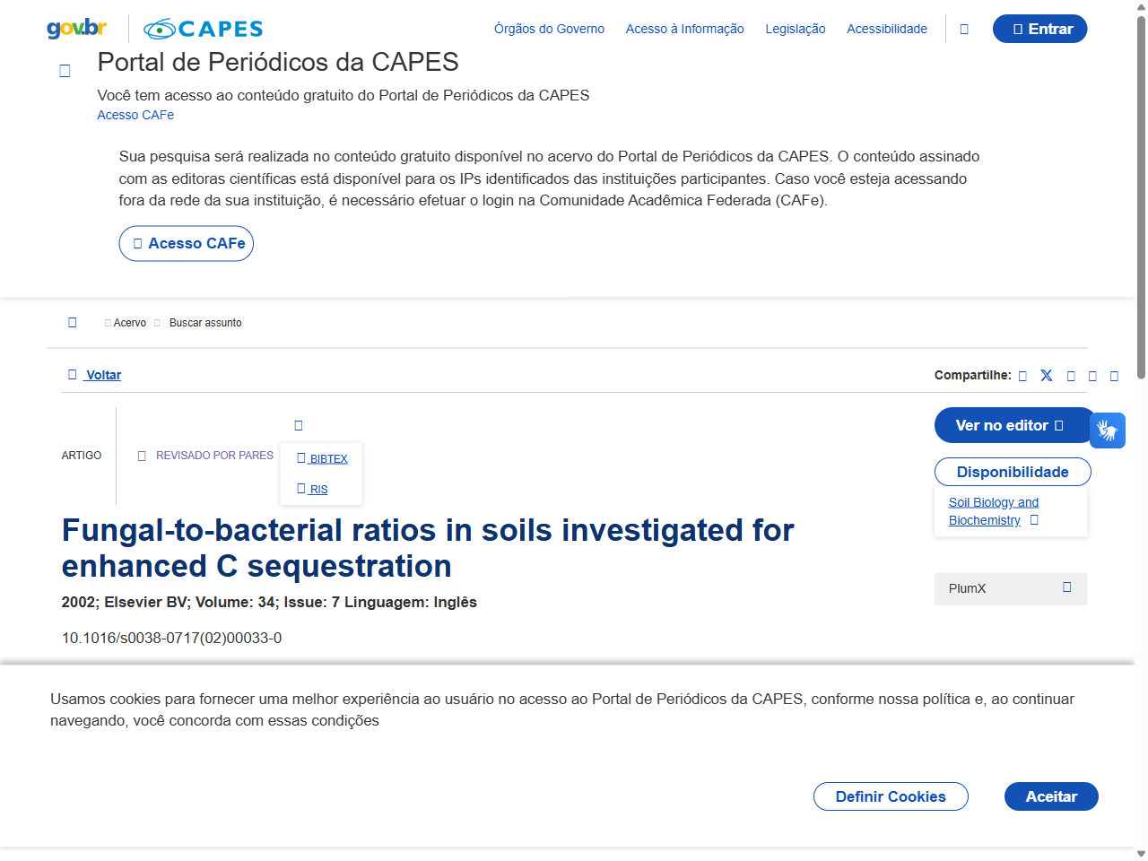 Preview of Fungal-to-bacterial ratios in soils investigated for enhanced C sequestration, accessed on June 5, 2025