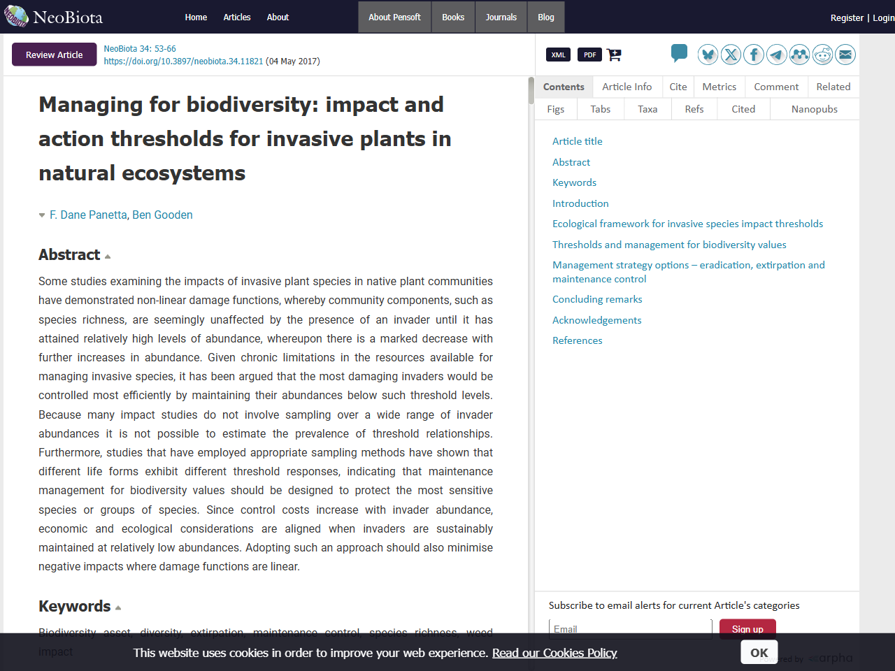 Preview of Managing for biodiversity: impact and action thresholds for invasive ...