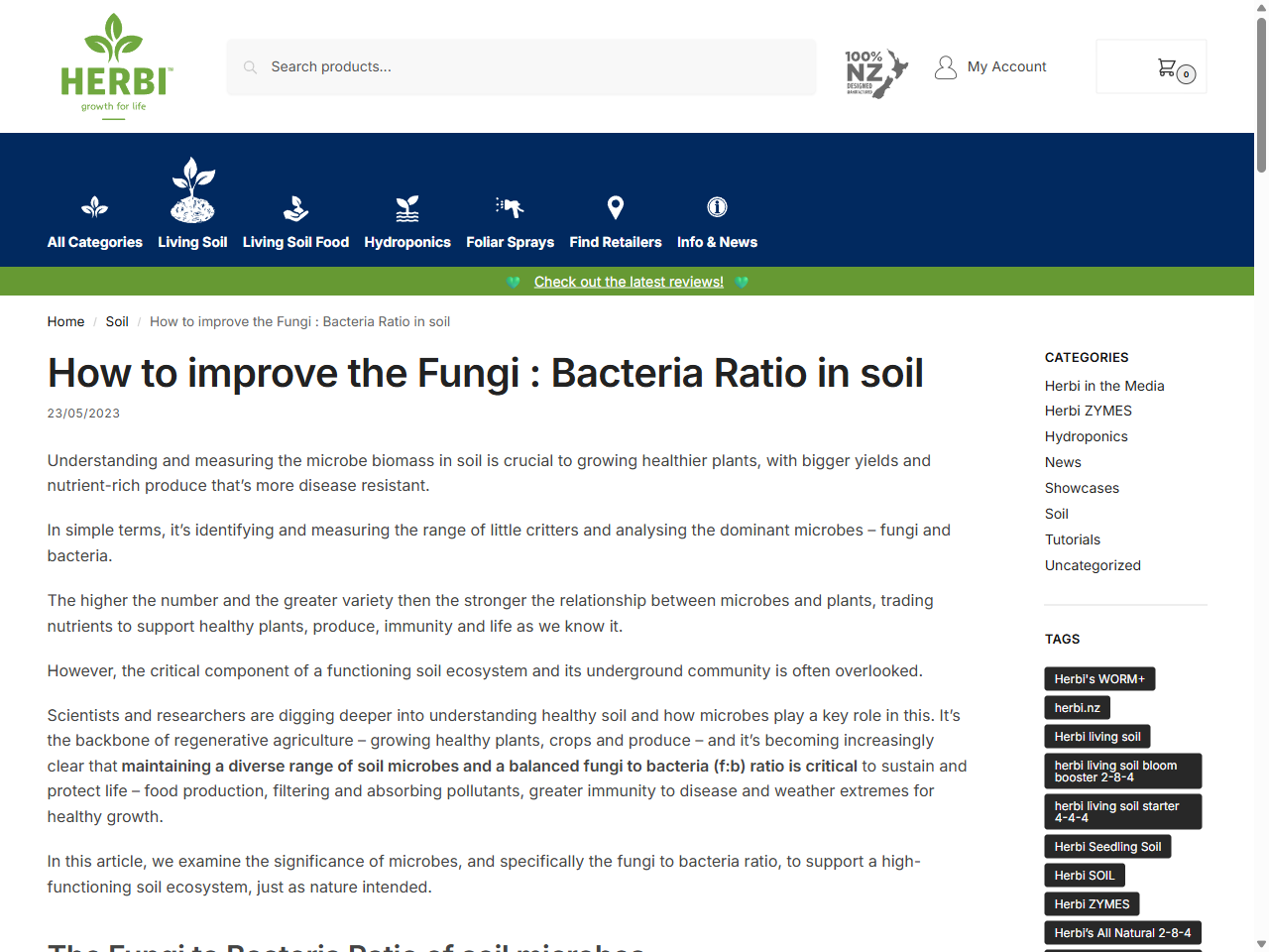 Preview of How to improve the Fungi : Bacteria Ratio in soil | Plant & Soil Food | Herbi.nz, accessed July 28, 2025
