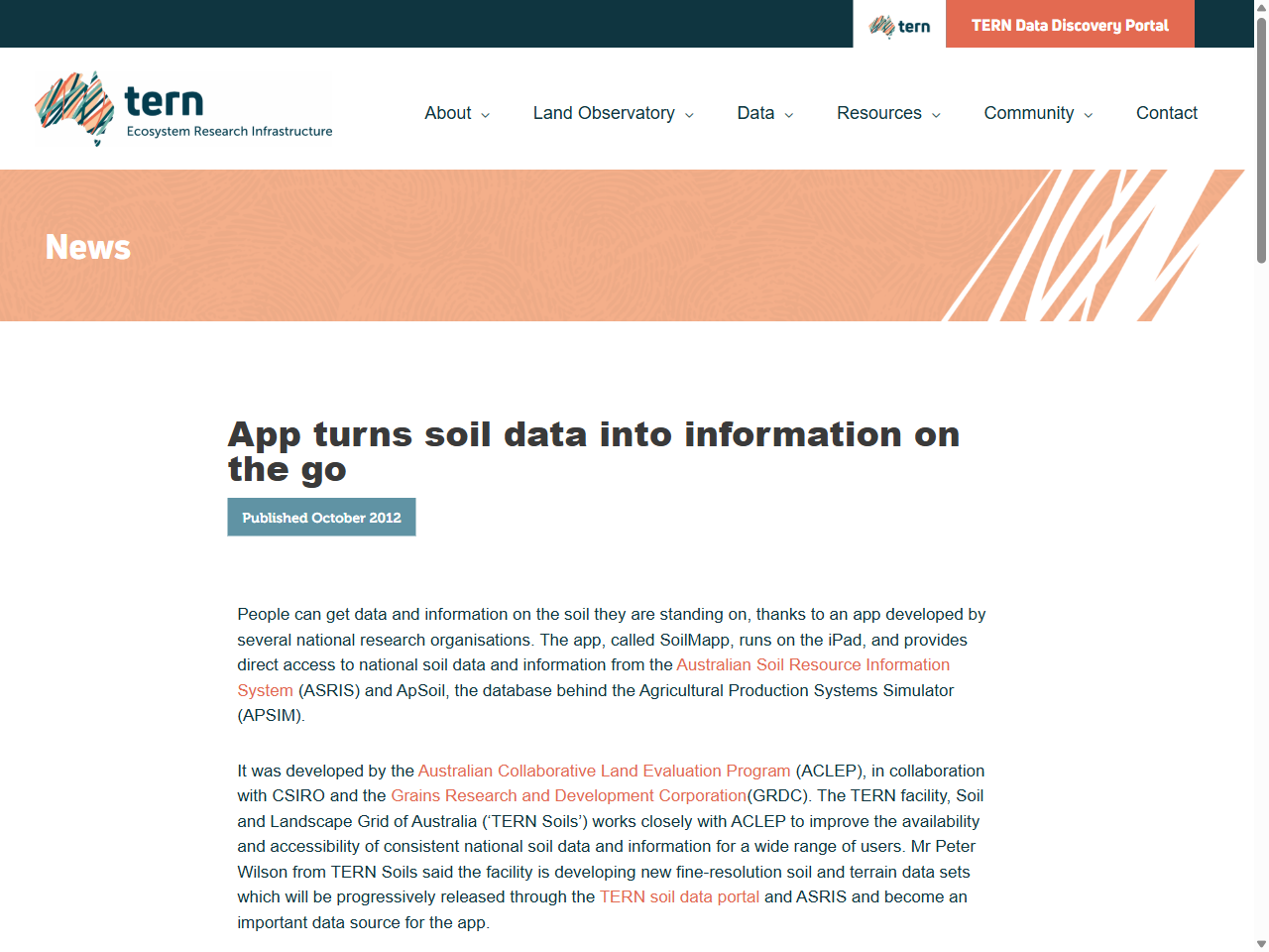 Preview of TERN. App turns soil data into information on-the-go.
