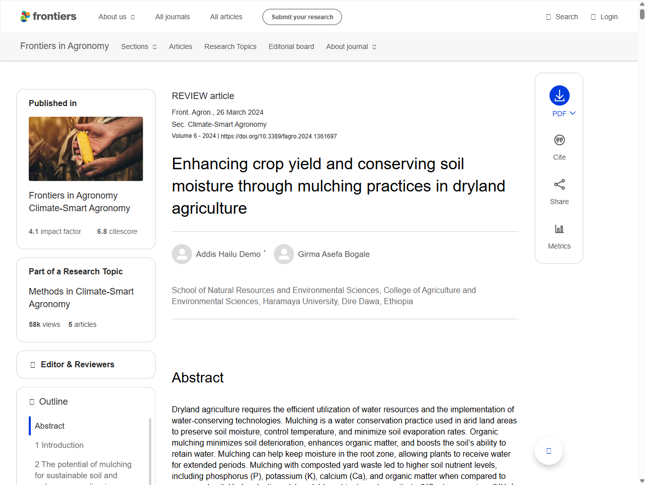Preview of Enhancing crop yield and conserving soil moisture through mulching practices in dryland agriculture - Frontiers, accessed July 7, 2025, 